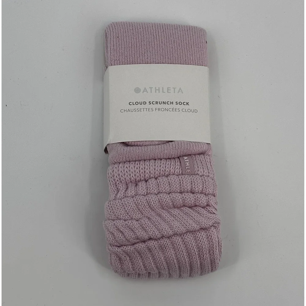 Athleta Cloud Scrunch Sock Women S/M Primrose Pink Ribbed Organic Cotton New